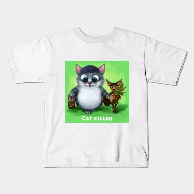 Cat Killer Kids T-Shirt by helen_morgun